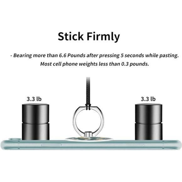 Printed Dot Green Leaf Art Phone Ring Grip Holder, Finger Ring Stand - Picture 3 of 7